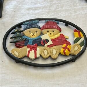 Festive Bear Trivet with Gifts